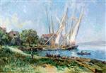 Albert Lebourg  - Bilder Gemälde - Sailboats at Saint-Gingolph