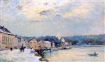 Albert Lebourg  - Bilder Gemälde - Snow at Bougival, Winter Sunlight