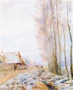 Albert Lebourg  - Bilder Gemälde - The Hondouville Road, the Effect of Frost