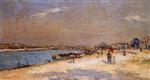 Albert Lebourg  - Bilder Gemälde - The Port of Bercy, Unloading the Sand Barges