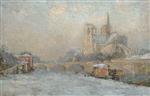 Albert Lebourg  - Bilder Gemälde - The Quay de La Tounelle and Notre Dame, Paris