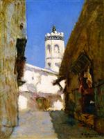 Albert Lebourg  - Bilder Gemälde - The Rue des Blondeurs in Algiers