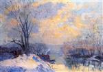 Albert Lebourg  - Bilder Gemälde - The Small Branch of the Seine at Bas Meudon, Snow and Sunlight