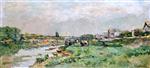 Albert Lebourg  - Bilder Gemälde - The Suspension Bridge on the Seine at Sant-Denis, near Paris
