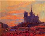 Albert Lebourg  - Bilder Gemälde - View of Notre Dame and the Seine
