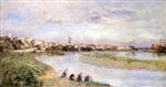 Albert Lebourg  - Bilder Gemälde - Washerwomen with Pont-du-Château