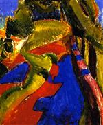 Alfred Henry Maurer - Bilder Gemälde - Fauve Landscape with Red and Blue