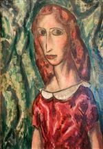 Alfred Henry Maurer  - Bilder Gemälde - Girl in Red Dress