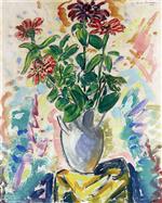 Alfred Henry Maurer  - Bilder Gemälde - Red Flowers in a blue Vase