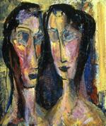 Alfred Henry Maurer  - Bilder Gemälde - Two Heads with Yellow Background