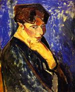 Alfred Henry Maurer  - Bilder Gemälde - Woman with Blue Background