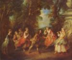 Nicolas Lancret - paintings - Spiel im Freien