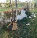 Willard Leroy Metcalf  - Bilder Gemälde - Goose Girl