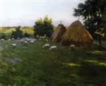 Willard Leroy Metcalf  - Bilder Gemälde - Haystacks at Sunset