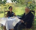 Willard Leroy Metcalf  - Bilder Gemälde - Tea on the Porch