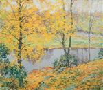 Willard Leroy Metcalf  - Bilder Gemälde - The Golden Screen