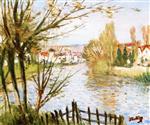 Pierre Eugène Montézin - Bilder Gemälde - A Village by the River