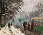 Pierre Eugène Montézin - Bilder Gemälde - Bineau Boulevard under the Snow