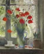 Pierre Eugène Montézin  - Bilder Gemälde - Bouquet of Poppies in Window