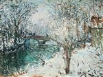 Pierre Eugène Montézin  - Bilder Gemälde - Bridge with Snow (Monthilet)