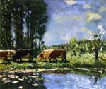 Pierre Eugène Montézin  - Bilder Gemälde - Cows on the Banks of a Pond