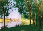 Pierre Eugène Montézin  - Bilder Gemälde - Moret sur Loing, Banks of the River