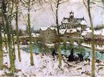 Pierre Eugène Montézin  - Bilder Gemälde - Moret-sur-Loing in the Snow