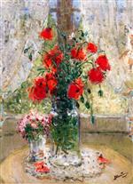 Pierre Eugène Montézin  - Bilder Gemälde - Poppies and Daisies in front of the Window