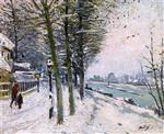 Pierre Eugène Montézin  - Bilder Gemälde - Promenade by the River in the Snow