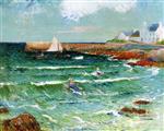 Henry Moret - Bilder Gemälde - Bathing in the Sea at Lomener