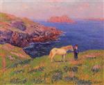 Henry Moret - Bilder Gemälde - Cliff at Quesant with Horse