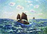 Henry Moret  - Bilder Gemälde - Fishing Boat in Brittany