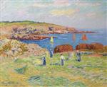 Henry Moret  - Bilder Gemälde - Hay Stacking at the Port of Doelan