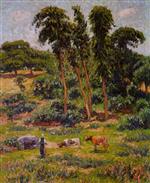 Henry Moret  - Bilder Gemälde - Peasant and Her Herd