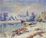 Henry Moret  - Bilder Gemälde - Quimper, Lake Marie in the Snow