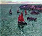 Henry Moret  - Bilder Gemälde - Seascape with Boats
