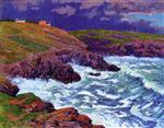 Henry Moret  - Bilder Gemälde - Storm, the Coast of Finestere