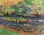 Henry Moret  - Bilder Gemälde - The Old Bridte over the Aven, Finistere