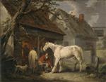 George Morland - Bilder Gemälde - A Farrier's Shop