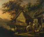 George Morland - Bilder Gemälde - Door of a Village Inn