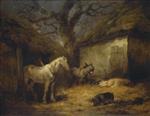 George Morland - Bilder Gemälde - Farmyard