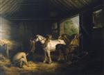 George Morland  - Bilder Gemälde - Inside of a Stable