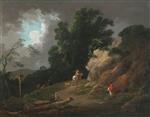 George Morland  - Bilder Gemälde - Landscape with an Approaching Storm