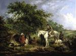 George Morland  - Bilder Gemälde - Morning, The Benevolent Sportsman