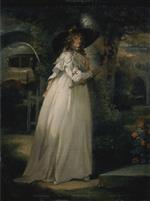George Morland  - Bilder Gemälde - Portrait of a Girl in a Garden