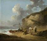 George Morland  - Bilder Gemälde - Sea-Coast Scene, Smugglers