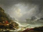 George Morland  - Bilder Gemälde - Shipwreck off a Rocky Coast