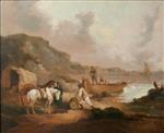 George Morland  - Bilder Gemälde - Smugglers on a Beach