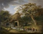 George Morland  - Bilder Gemälde - The Old Watermill