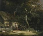 George Morland  - Bilder Gemälde - The Woodman's Cottage